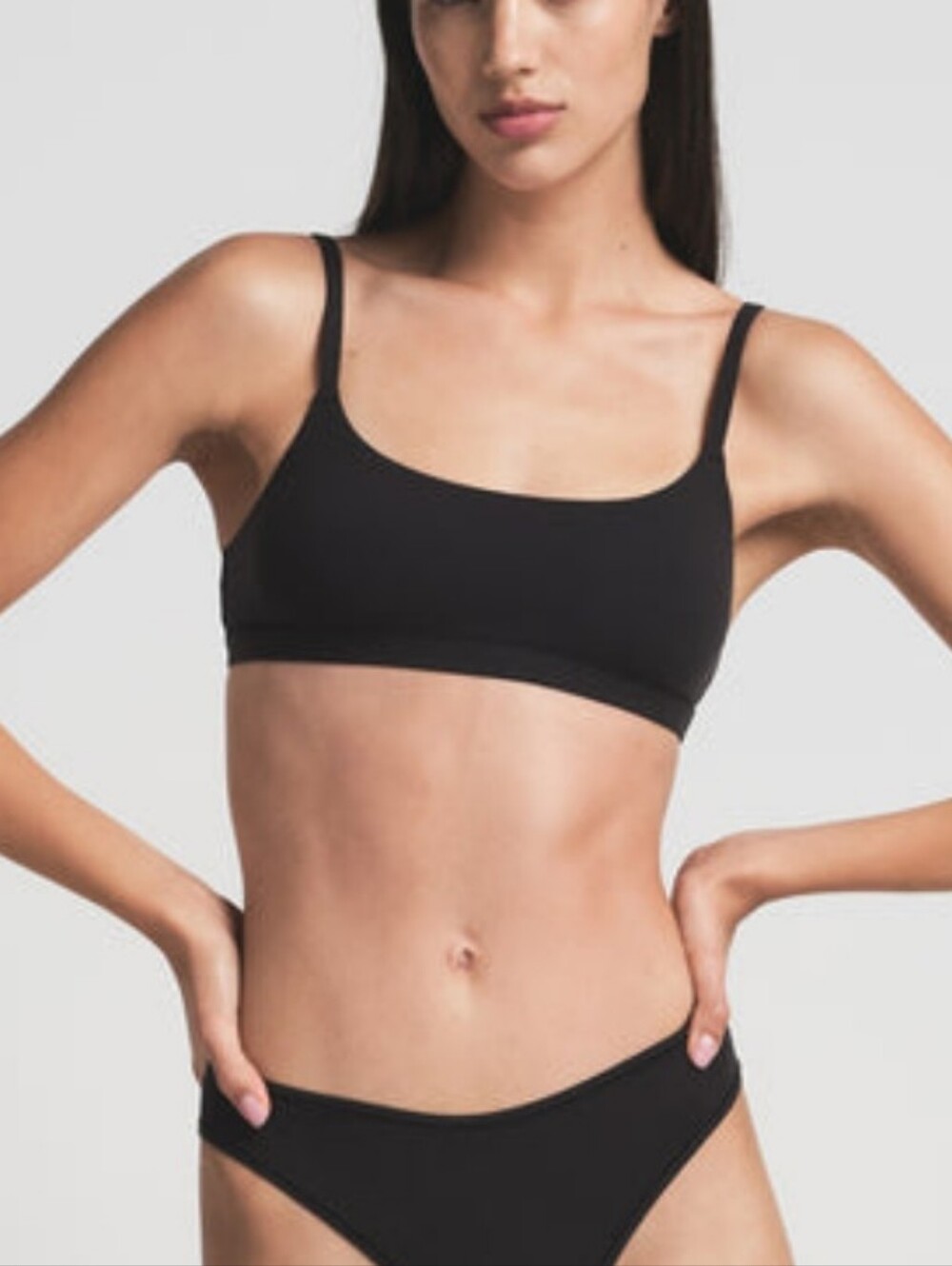 SKIMS Black Seamless Scoop Racerback Bralette